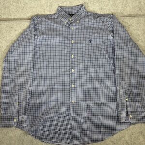 Ralph Lauren Shirt XL Blue Gingham Check Classic Oxford Preppy Long Sleeve